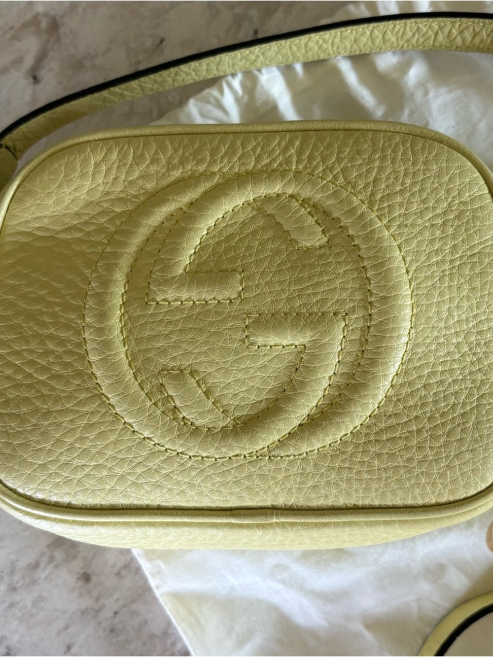 **REDUCED** NEW Gucci Kids Yellow Pebbled Leather Soho Disco Crossbody